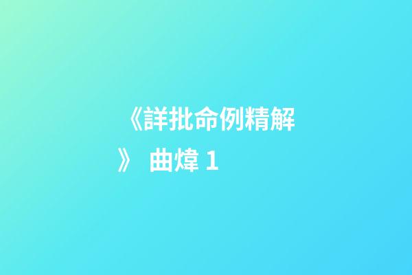《詳批命例精解》 曲煒 1